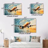 Teal Plane Under Abstracted Cloud - Plane Canvas Wall Art