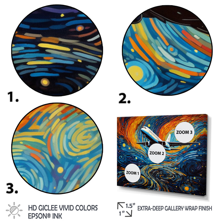 Plane In Cosmic Sojourn - Plane Canvas Wall Art