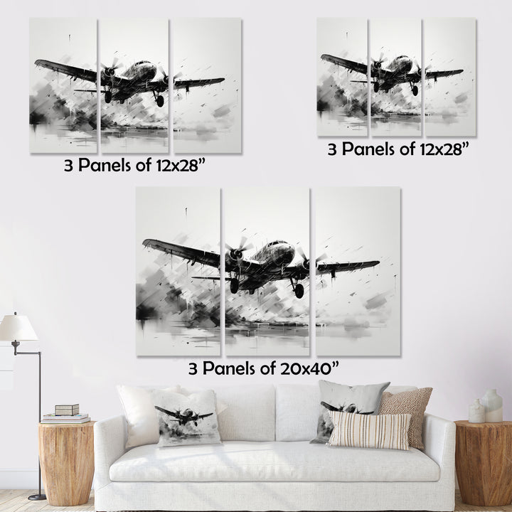 Expressive Plane Airborne - Canvas Multipanels Set of 3