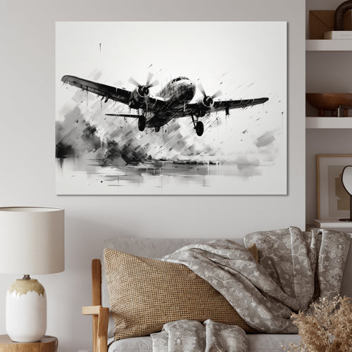 Expressive Plane Airborne - Plane Canvas Wall Art