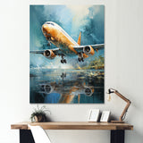 Plane Flight Reflection On Lake - Plane Canvas Wall Art