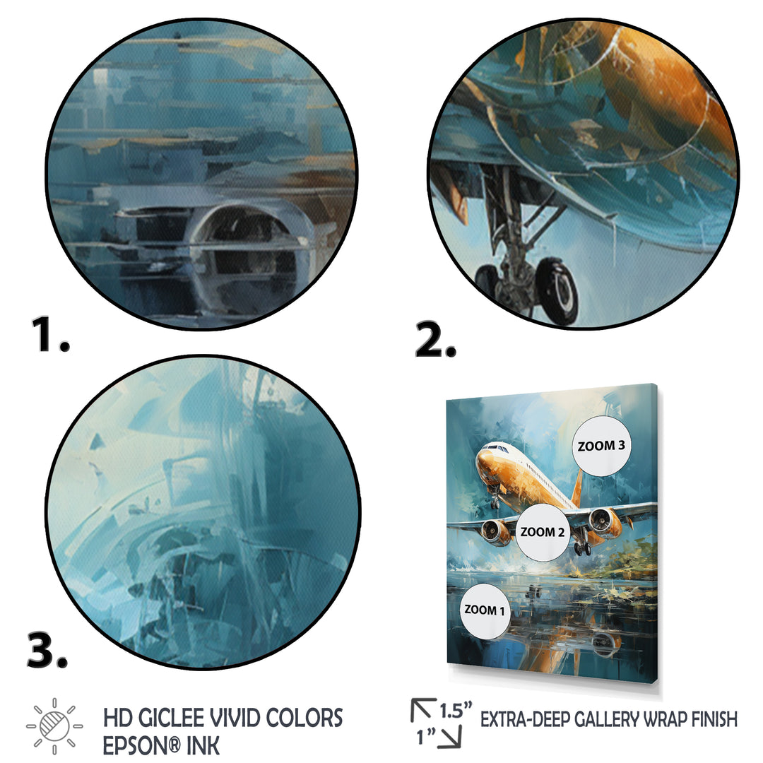 Plane Flight Reflection On Lake - Plane Canvas Wall Art