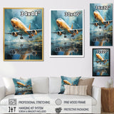 Plane Flight Reflection On Lake - Plane Canvas Wall Art