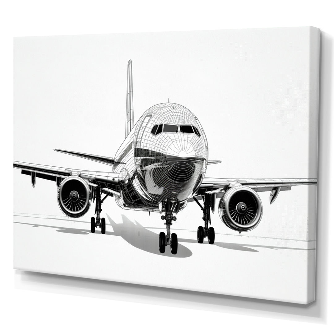 Black &amp; White Plane Graphic Elevation - Plane Canvas Wall Art