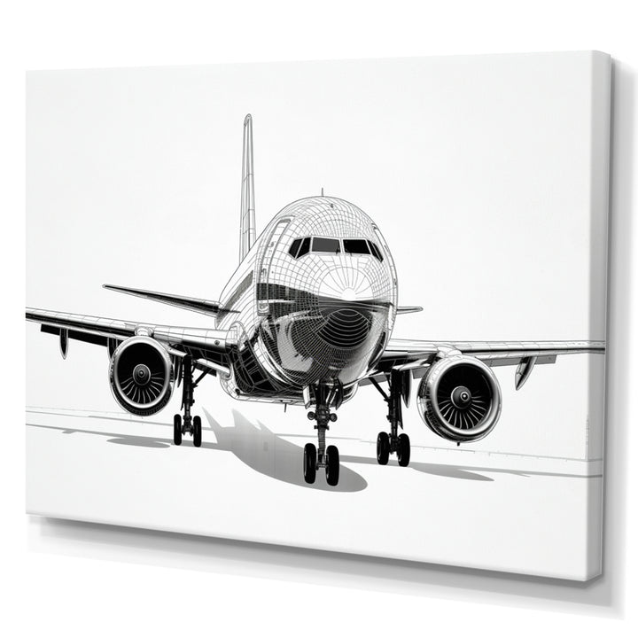 Black &amp; White Plane Graphic Elevation - Plane Canvas Wall Art