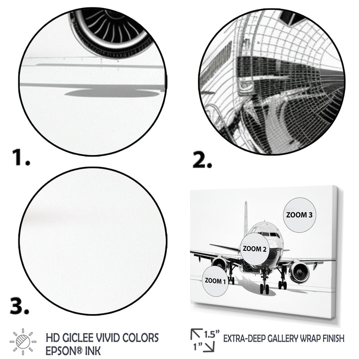 Black &amp; White Plane Graphic Elevation - Plane Canvas Wall Art
