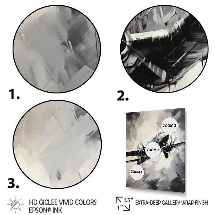 Monochromatic Plane Soaring I - Plane Canvas Wall Art