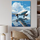 Airplane Reflection On Mountain Lake - Plane Canvas Wall Art