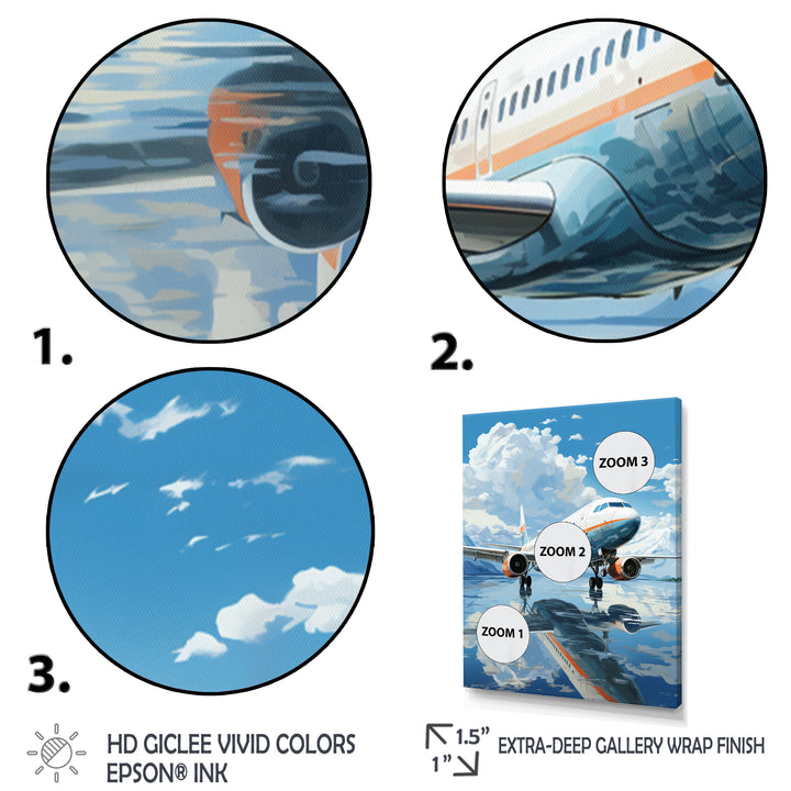 Airplane Reflection On Mountain Lake - Plane Canvas Wall Art