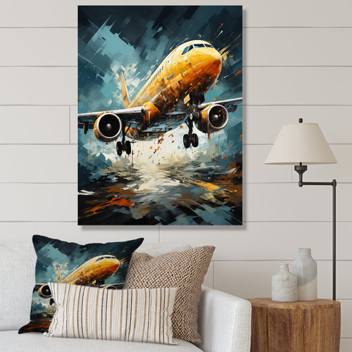 Orange Aerodynamics Plane - Plane Canvas Wall Art