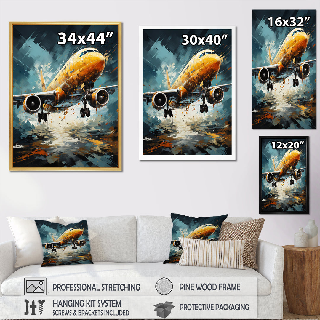 Orange Aerodynamics Plane - Plane Canvas Wall Art