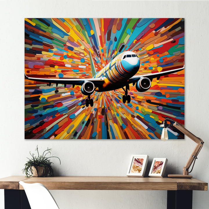 Plane Colorful Whimsical Takeoff - Plane Canvas Wall Art