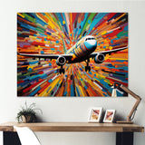 Plane Colorful Whimsical Takeoff - Plane Canvas Wall Art