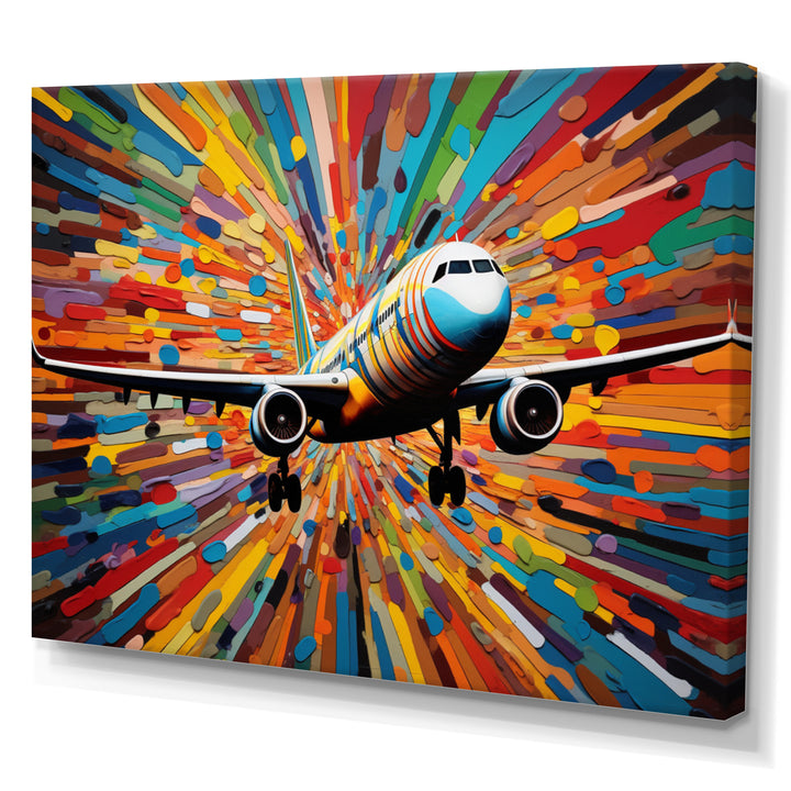 Plane Colorful Whimsical Takeoff - Plane Canvas Wall Art