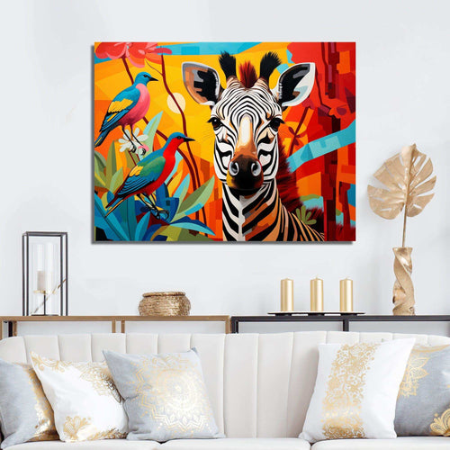 Pop Art Wildlife Zebra - Fashion Canvas Wall Art