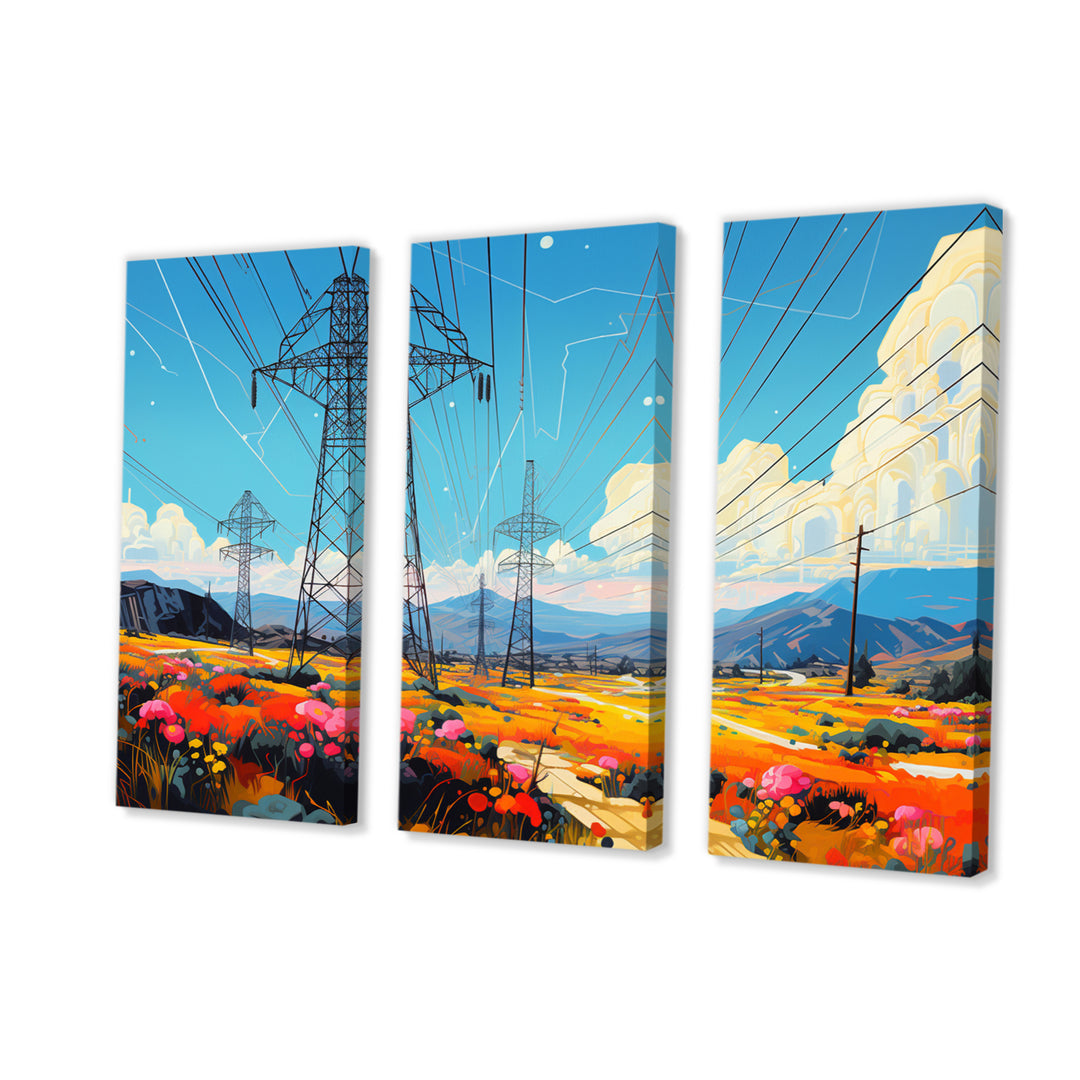 Power Lines Gridscape Serenade I - Multi-Panels