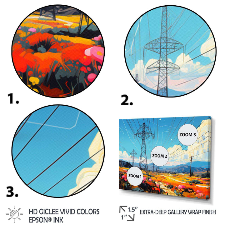 Power Lines Gridscape Serenade I - Architecture Canvas Wall Art