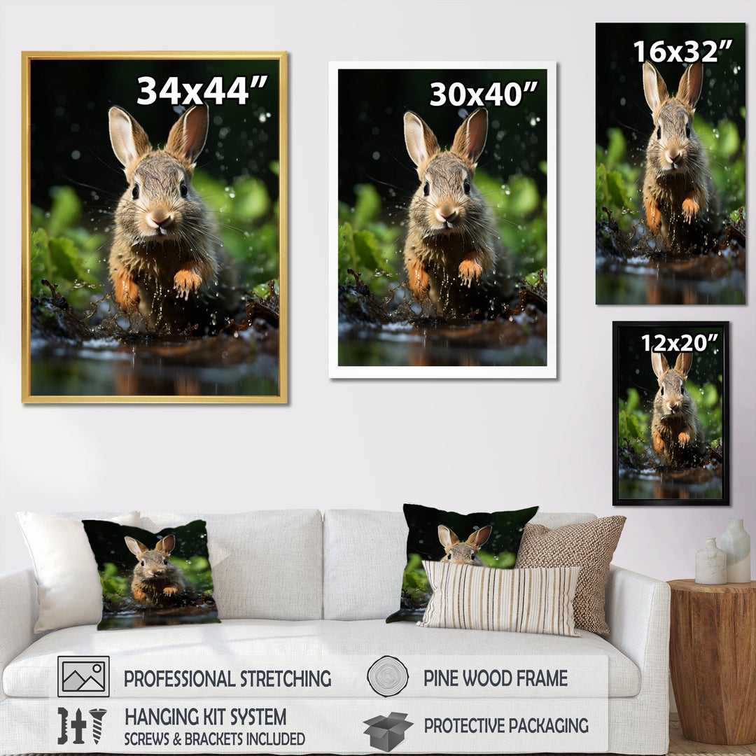 Rabbit Energetic Hopper - Rabbit Canvas Wall Art