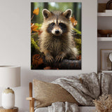 Vibrant Raccoon Portrait III - Animals Canvas Wall Art