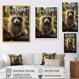 Vibrant Raccoon Portrait III - Animals Canvas Wall Art