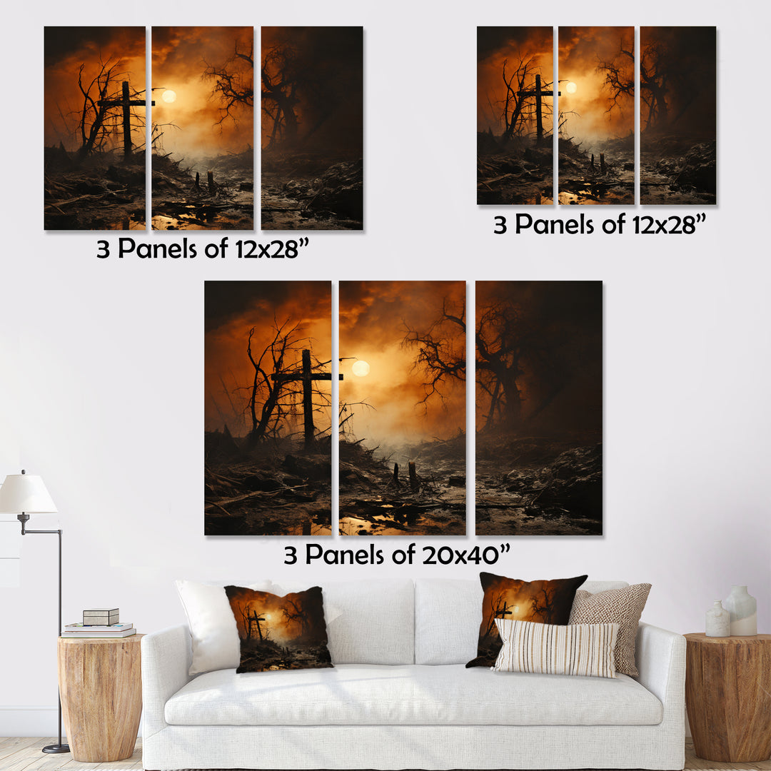 Religious Cross Eternal Redemption - 3-Piece Canvas Wall Art