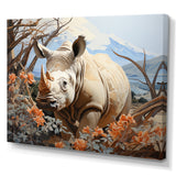 Majestic Rhino Pastoral - Rhinoceros Framed Canvas Art