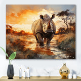 Rhinoceros A Vast Sunset - Rhinoceros Large Canvas Wall Art