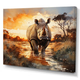 Rhinoceros A Vast Sunset - Rhinoceros Large Canvas Wall Art