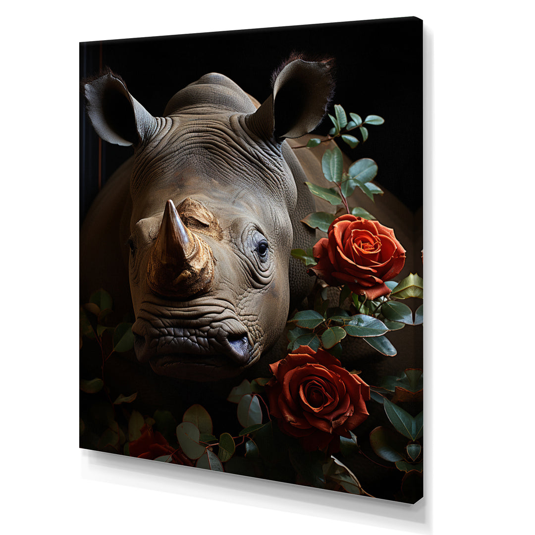 Rhinoceros Vibrant Portrait - Rhinoceros Living Room Wall Art