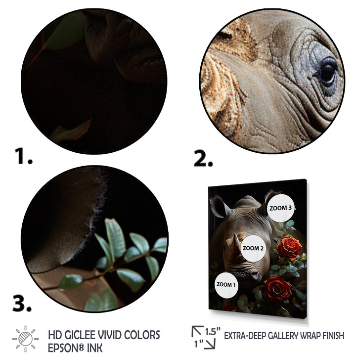 Rhinoceros Vibrant Portrait - Rhinoceros Living Room Wall Art