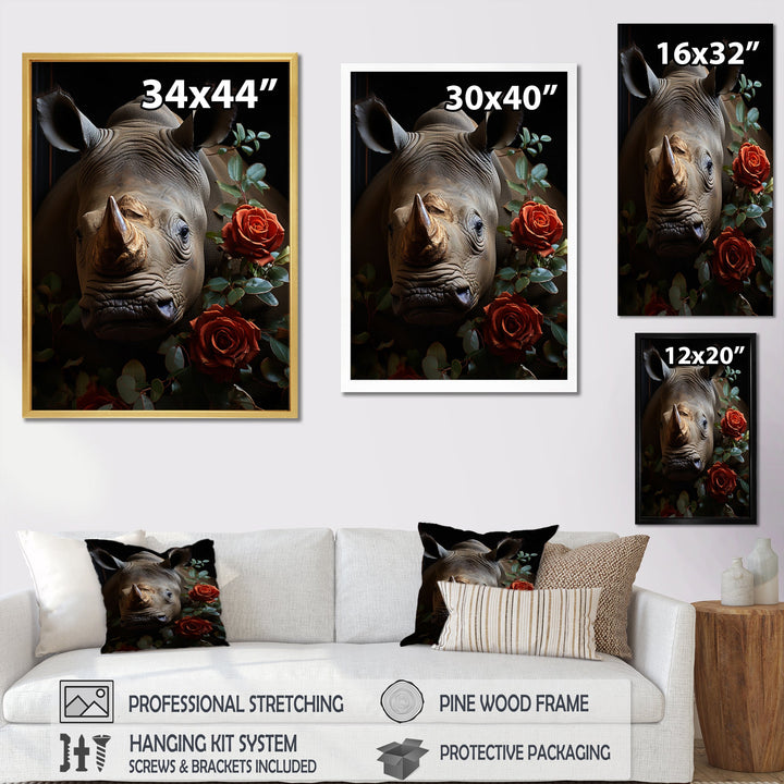 Rhinoceros Vibrant Portrait - Rhinoceros Living Room Wall Art