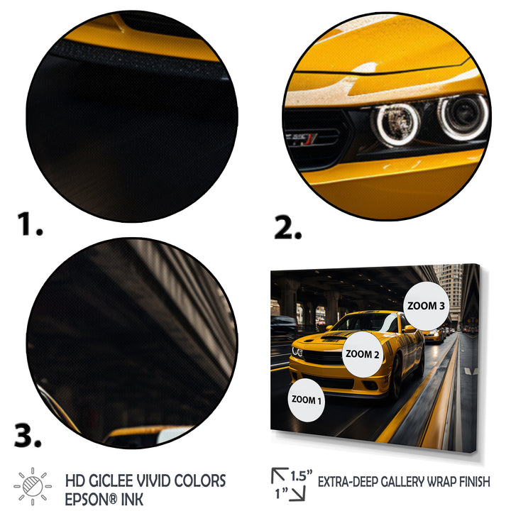 Yellow Car On Highway Symphony - Multi-Panels