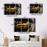 Yellow Car On Highway Symphony - Landscapes Canvas Wall Art