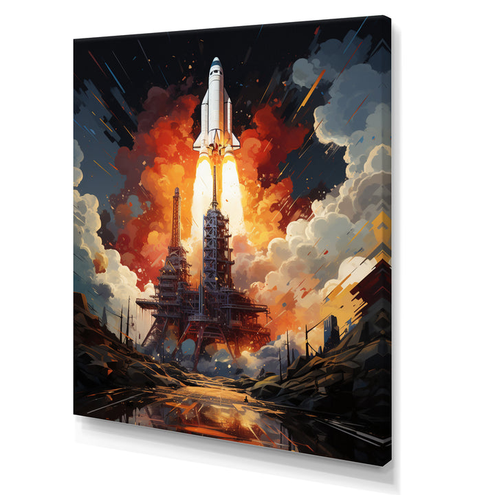 Rocketship Cosmic Ascent I - Rocketship Canvas Wall Art