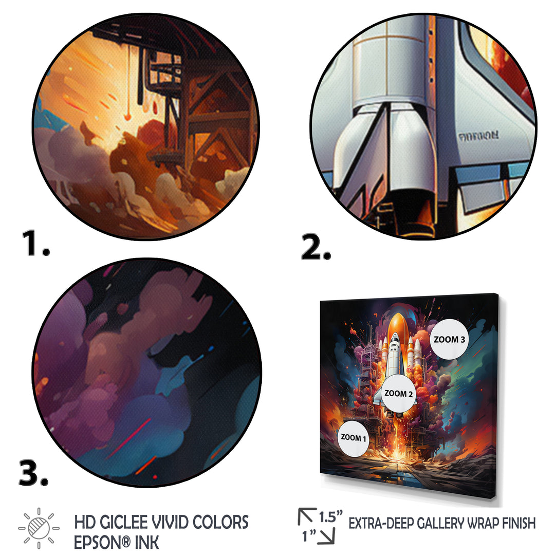 Rocketship Cosmic Fusion I - Rocketship Canvas Wall Art