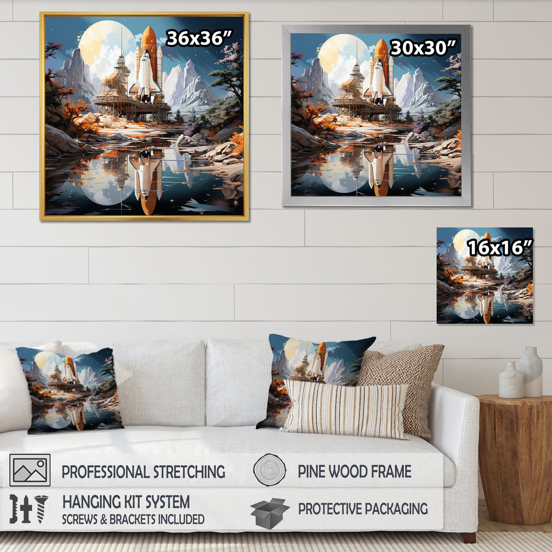 Rocketship Reflection On Water I - Rocketship Canvas Wall Art