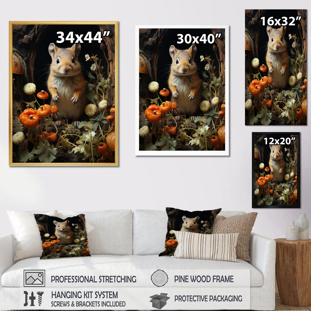 Cute Rodent In Flowers - Rodent Wall Decor