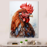Abstract Rooster Portrait - Rooster Framed Canvas Art
