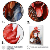 Abstract Rooster Portrait - Rooster Framed Canvas Art