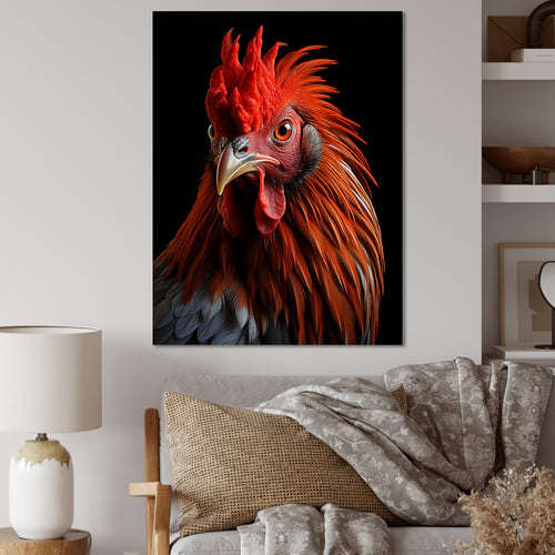 Brown Rooster Closeup Portrait - Rooster Home Decor Art