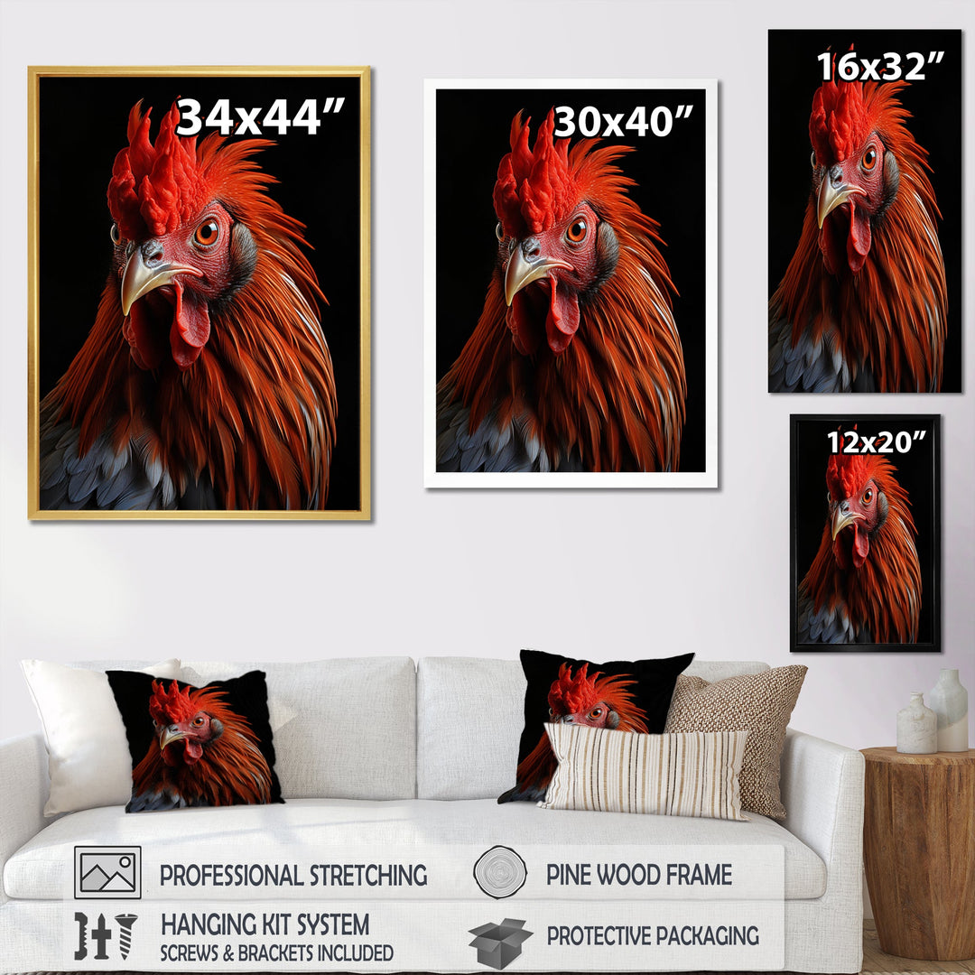 Brown Rooster Closeup Portrait - Rooster Home Decor Art