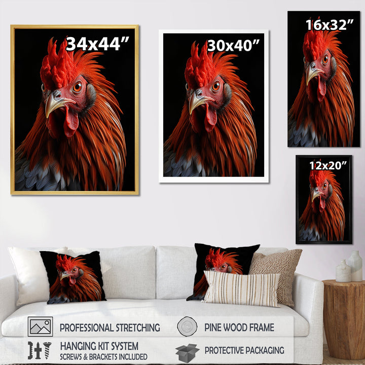 Brown Rooster Closeup Portrait - Rooster Home Decor Art