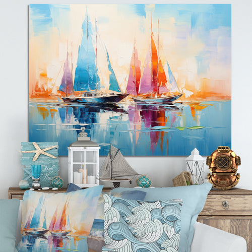 Sailboat Abstract Coastal Symphony I - Boat Sailing Canvas Wall Art