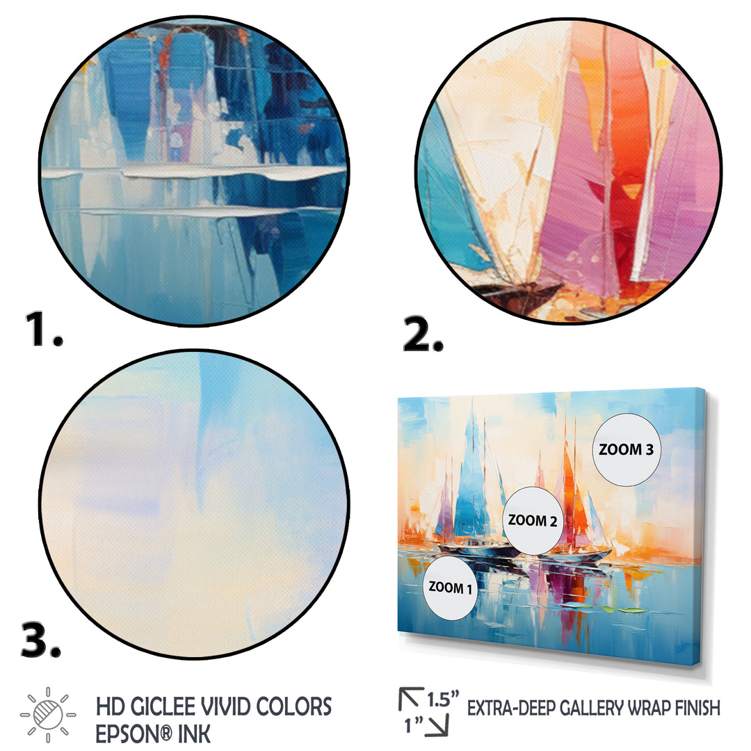 Sailboat Abstract Coastal Symphony I - Boat Sailing Canvas Wall Art