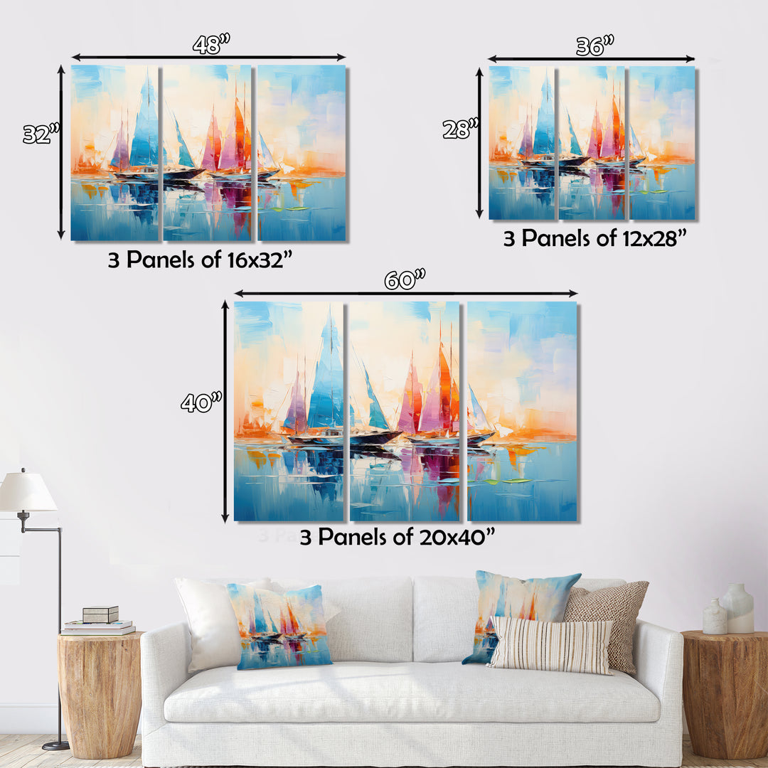 Sailboat Abstract Coastal Symphony I - Boat Sailing Canvas Wall Art