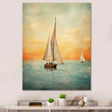 Sailboat Abstract Coastline - Boat Sailing Canvas Wall Art