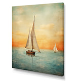 Sailboat Abstract Coastline - Boat Sailing Canvas Wall Art