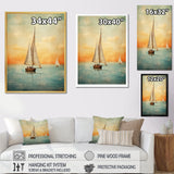 Sailboat Abstract Coastline - Boat Sailing Canvas Wall Art