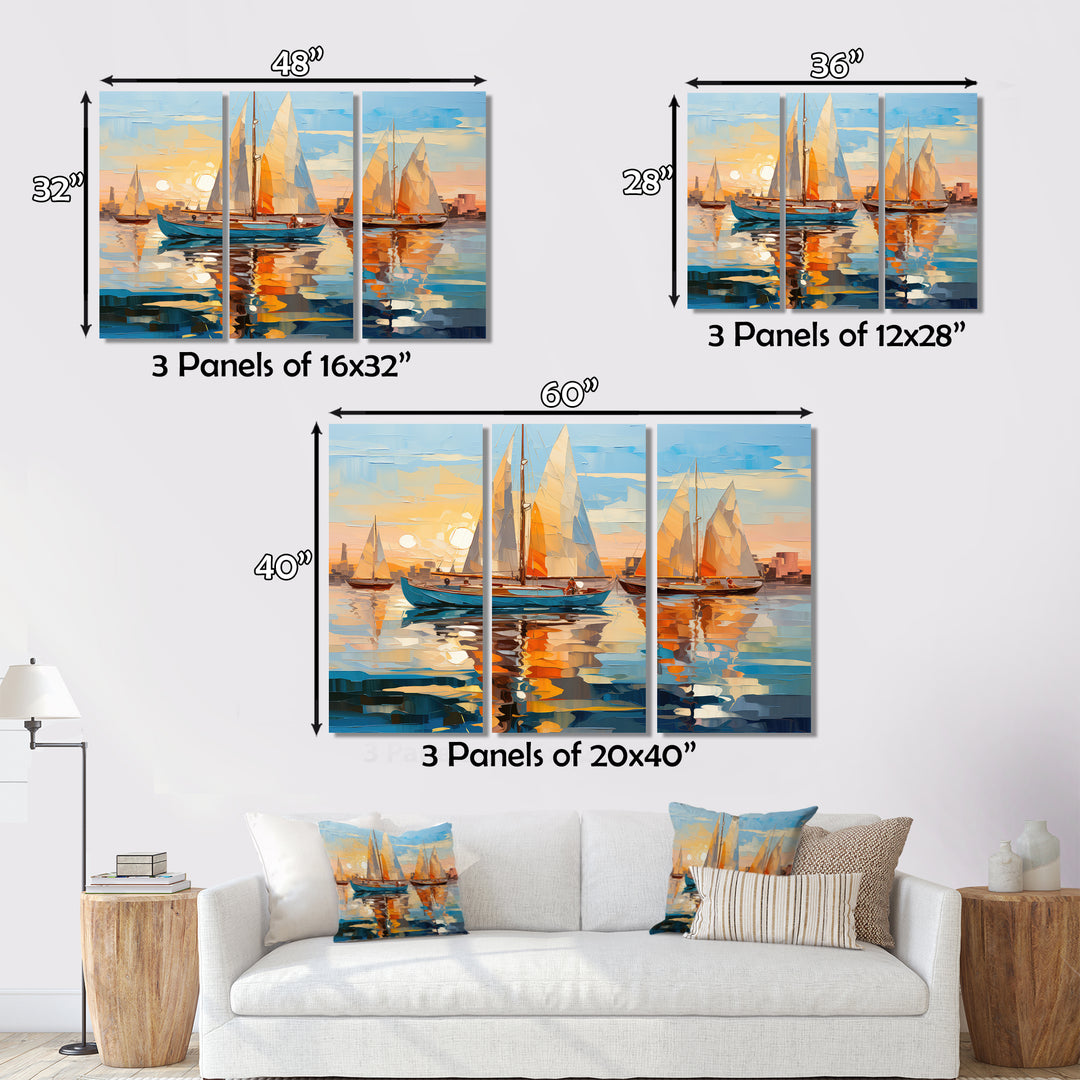 Sailboat Abstract Flotilla I - Boat Sailing Canvas Wall Art