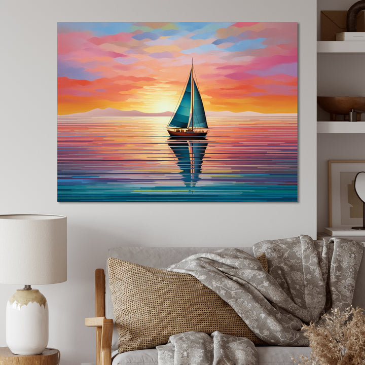 Sailboat Abstract Horizon I - Boat Sailing Canvas Wall Art